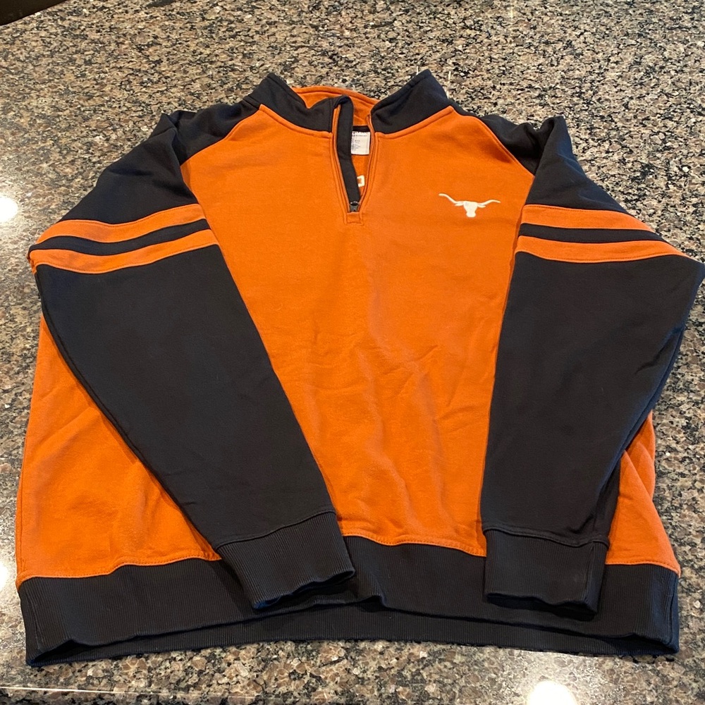 UT Longhorn Men's Orange and Black 1/4 zip pullover sweatshirt